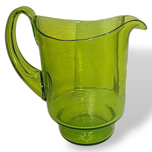 Vintage Blenko #7015s Olive Green Glass Pitcher - Picture 11 of 16